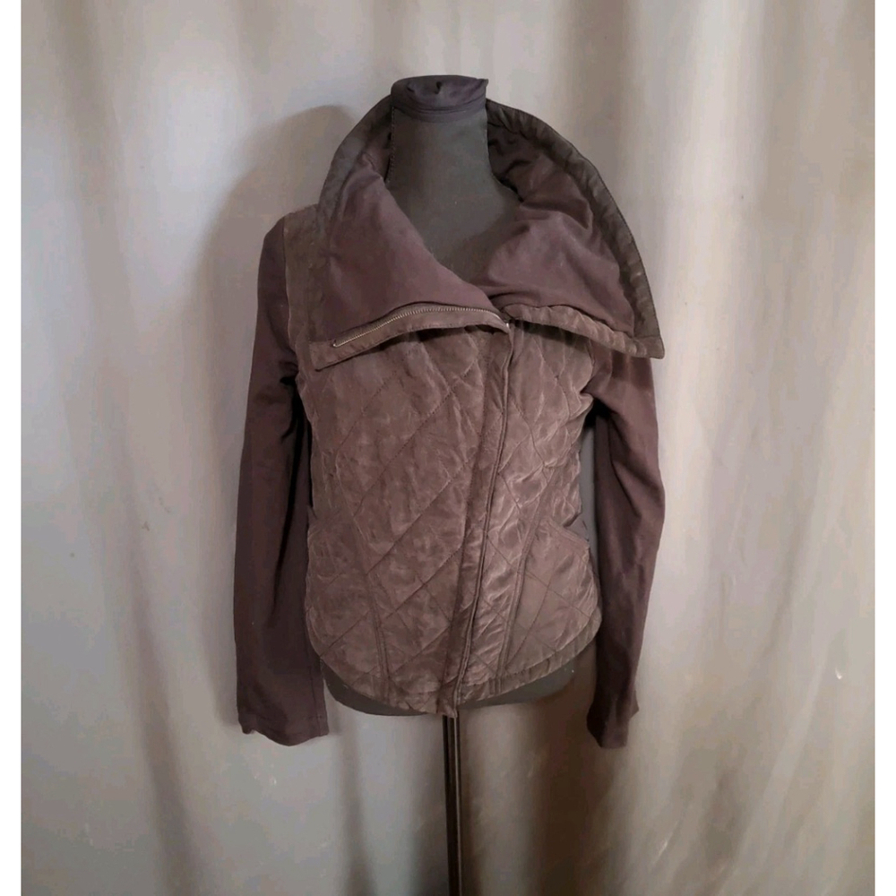 Anthropologie Marrakech Jacket Womens Quilted Moto Zip Size Medium Black